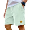 Herren Cord-Shorts mit Kordelzug in Minzgrün, lockere lässige Sommerhose für den Sport - M / Hellgrün