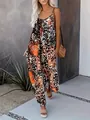 Combinaison sexy à imprimé léopard avec bretelles spaghetti et jambes larges femme - 3XL / Léopard Orange