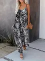 Combinaison sexy léopard pour femme à fines bretelles et jambes larges pour l'été chic. - 3XL / Imprimé Léopard Gris