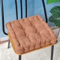 Thickened corduroy chair cushion with 3D corn kernel texture in terracotta color - Coffee Square