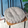 Thick round corduroy seat cushion with corn grain texture in light grey for chair - Rice Gray Round