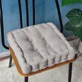 Comfortable thick grey corduroy seat cushion with tufted corn kernel texture design - Rice Gray Square