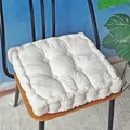 Thick white corduroy chair cushion with 3D corn kernel texture and tufted design for comfort - Off-white Square