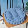 Blue thickened round corduroy chair cushion with soft corn kernel texture for home tatami - Denim Blue Round