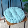 Thick round light blue corduroy seat cushion with unique corn kernel texture detail - Sky Blue Round