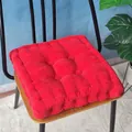 Comfortable thick red corduroy seat cushion for dining chairs with corn grain texture - Large Red Square