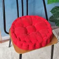 Premium thickened red corduroy round chair cushion with tufted design for home comfort - Large Red Round
