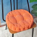 Comfortable thickened orange round corduroy chair cushion featuring a textured corn grain design - Orange Round