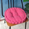Thickened corn kernel textured round chair cushion in vibrant rose pink corduroy - Rose Red Round