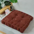 Thick terracotta corduroy chair cushion with corn kernel texture for tatami floor - Coffee Square
