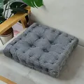 Thickened gray corduroy chair cushion with 3D corn grain texture for soft seating - Gray Square