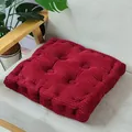 Premium thick burgundy corduroy corn grain square seat cushion for chairs and tatami - Wine Red Square