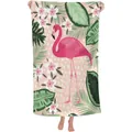 High-quality quick-dry microfiber beach towel with vibrant pink flamingo and leaf print - Flamingo Palm Leaf Pattern