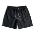 Men's black quick-dry swim shorts with white drawstrings and lining for beach sports - M / Black