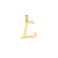 Stainless steel uppercase letter L pendant with vacuum gold plating and bail, 30mm. - Letter L / 30MM / Gold