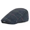 Coppola vintage a quadri blu a spina di pesce per moda uomo e donna all'aperto - 57-60 (Regolabile) / Blu Scuro Plaid