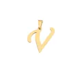 Elegant polished gold stainless steel uppercase letter V pendant charm with bail clasp - Letter V / 30MM / Gold