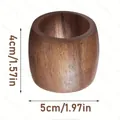 Detail of minimalist wooden napkin ring showing 5cm width and 4cm height dimensions. - Wider Cylindrical Barrel Brown B
