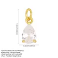 Vue détaillée du pendentif goutte avec dimensions de 1,4 cm et spécifications laiton. - Goutte d’eau