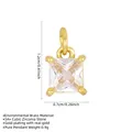 Détail du pendentif en laiton doré avec zircone cubique 5A+ et ses dimensions. - Carré
