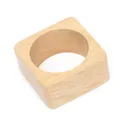 Detailed macro shot of a minimalist square wooden napkin ring with natural grain - Square Outside Round Inside Natural With Varnish D