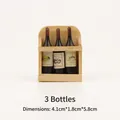 Aimant de réfrigérateur miniature en bois avec trois bouteilles, taille 4.1x1.8x5.8cm - Casier à Vin de Trois Bouteilles