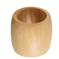 Minimalist natural wood napkin ring with smooth curved barrel design - Wider Cylindrical Barrel Natural With Varnish B