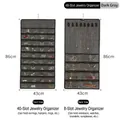 Double-sided 48-pocket hanging jewelry organizer in dark grey, size 86x43cm for earrings. - Grey (48 Grids)