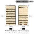 48-grid beige double-sided jewelry organizer hanging bag for earrings and necklaces - Beige (48 Grids)