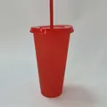 Gobelet rouge à paillettes de 710 ml avec paille et couvercle pour boissons froides - 24oz / Rouge