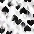 Decorative black glitter and silver foil heart paper garland for party backdrops - Glitter Black + Silver