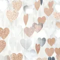 Glitter rose gold and silver heart paper garland for wedding and birthday party decoration. - Rose Gold + Silver