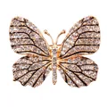 Exquisite sparkling butterfly brooch with clear rhinestones and black enamel detail - Full Rhinestone Butterfly Style (XD7339-6)