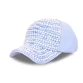 Stylish light purple baseball cap for women with colorful pearl and rhinestone accents - Adult, Adjustable / Blue AB Rhinestone & Colorful Artificial Pearl