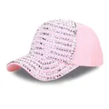 Fashionable pink baseball cap for women with elegant pearl and rhinestone details - Adult, Adjustable / Pink Silver Rhinestone & White Artificial Pearl