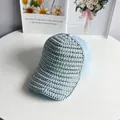 Stylish light blue baseball cap decorated with elegant pearls and sparkling rhinestones - Adult, Adjustable / Blue Silver Rhinestone & White Artificial Pearl