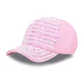 Pink fashion baseball cap for women adorned with pearls and shimmering rhinestones - Adult, Adjustable / Pink Silver Rhinestone & Colorful Artificial Pearl