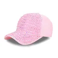 Stylish light pink baseball cap for women with iridescent pearls and rhinestones decor - Adult, Adjustable / Pink Colorful AB Rhinestone & Pink Artificial Pearl