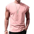 Front view of a light pink sleeveless men's sports tank top on a muscular model - S / Tops / Light Pink