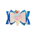 Detailed macro shot of a glittery ice cream cone children hair clip with pink and blue sequins - Blue and Pink Series (MC6758)