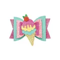 Colorful glitter ice cream cone bow hair clip for girls, sparkly sequin hair accessory - Pink and Green Series (MC6759)