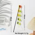 Cat teaser wand toy with colorful pom-poms, 40cm rod length, 12.7g net weight - Green And Yellow Pom-pom Cat Toy
