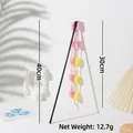 Cat teaser wand with pink and yellow pompoms and a 40cm plastic rod - Yellow And Pink Pom-pom Cat Toy