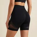 High-waisted black yoga shorts with breathable mesh panels for gym workout. - Size S [under 100 Catties] / Mesh Black