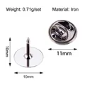 Set di spille in ferro da 10 mm con chiusura a farfalla per creazione gioielli fai da te - Set Spilla a Testa Piatta in Ferro (Chiusura + Spilla) / Argento