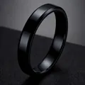 Minimalist black stainless steel ring with polished finish and beveled edges for men - Size 7 / Double Beveled Black Style (22-A-5) / 4mm / Black