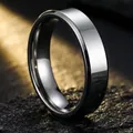 Polished men's stainless steel ring featuring a flat band and mirror finish detail - Size 7 / Double Beveled Polished Steel Style (22-B-3) / 6mm / Steel