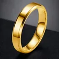 Elegant gold stainless steel ring with a minimalist matte and polished beveled edge design - Size 7 / Double Beveled Gold Style (22-A-4) / 4mm / Gold