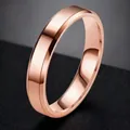 Elegant rose gold plated titanium steel band ring with polished finish and beveled edges - Size 7 / Double Beveled Matte Style (22-A-3) / 4mm / Rose Gold