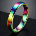 Sleek rainbow gradient stainless steel ring for men featuring a vibrant polished metallic finish - Size 7 / Double Beveled Style (22-A-1) / 4mm / Colorful